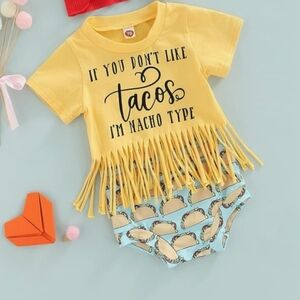 12-24m taco nacho fringe shirt and bloomers